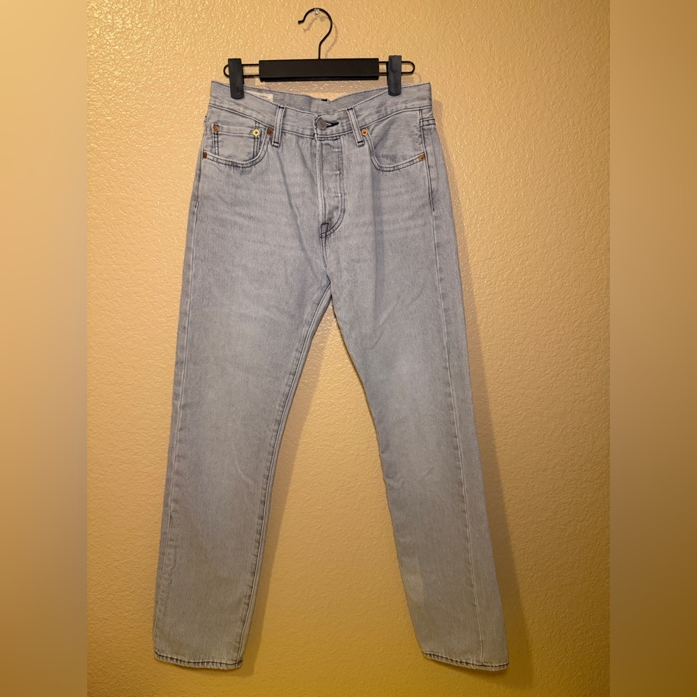 Levi's Light Grey 501 Straight Leg Jeans